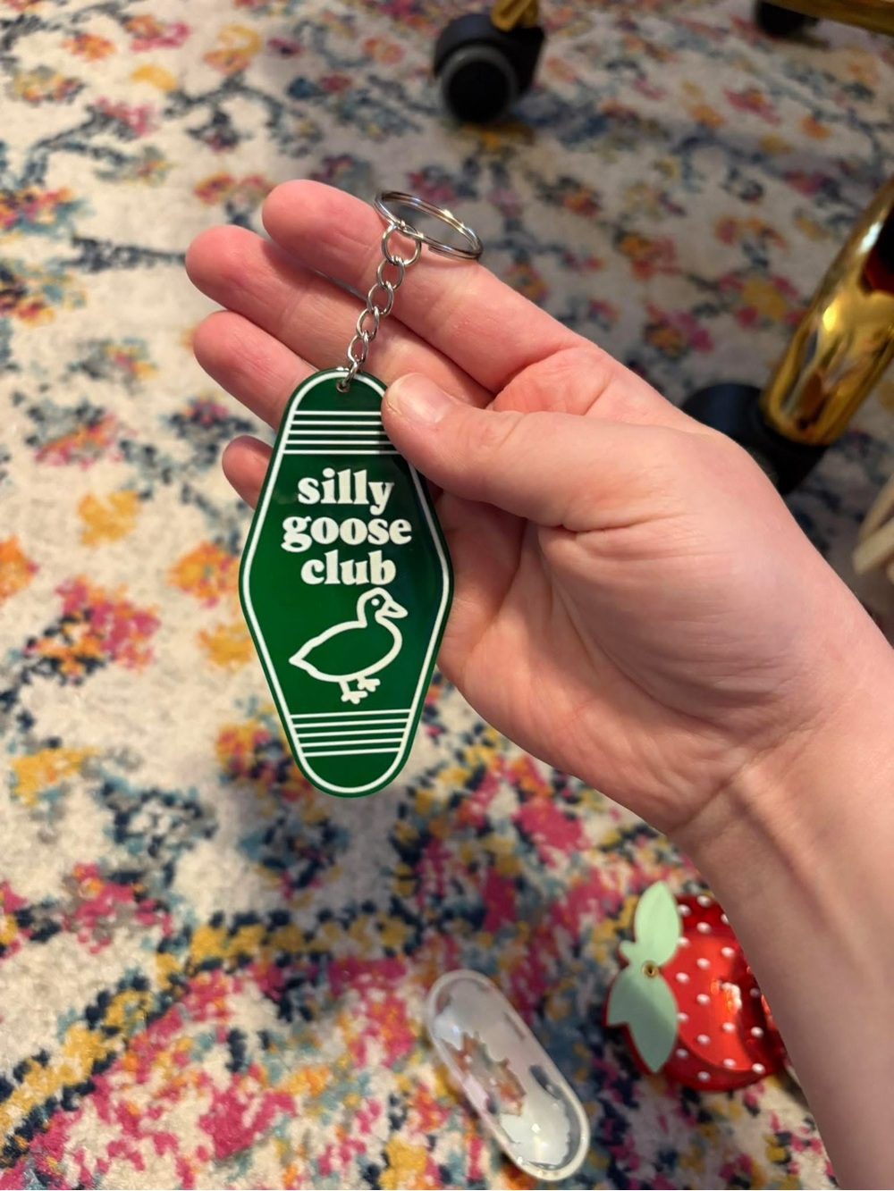 Silly Goose Club Green Keychain
